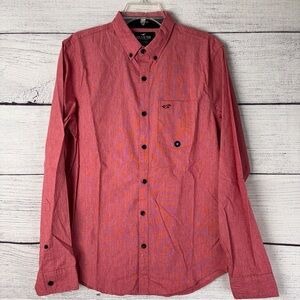 Hollister Epic Flex Stretch Oxford Button Down Shirt  Red Chambray Size Med